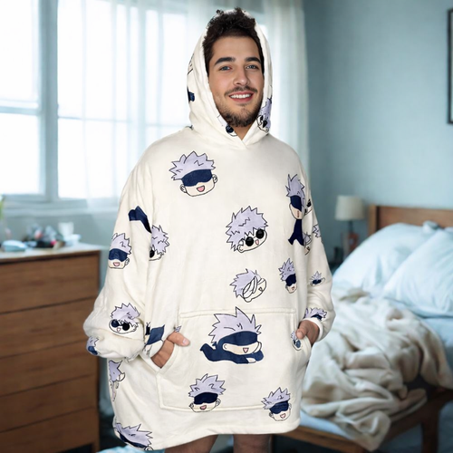 Jujutsu Kaisen Gojo Wearable Blanket Hoodie for Adults & Kids | OLM Toys