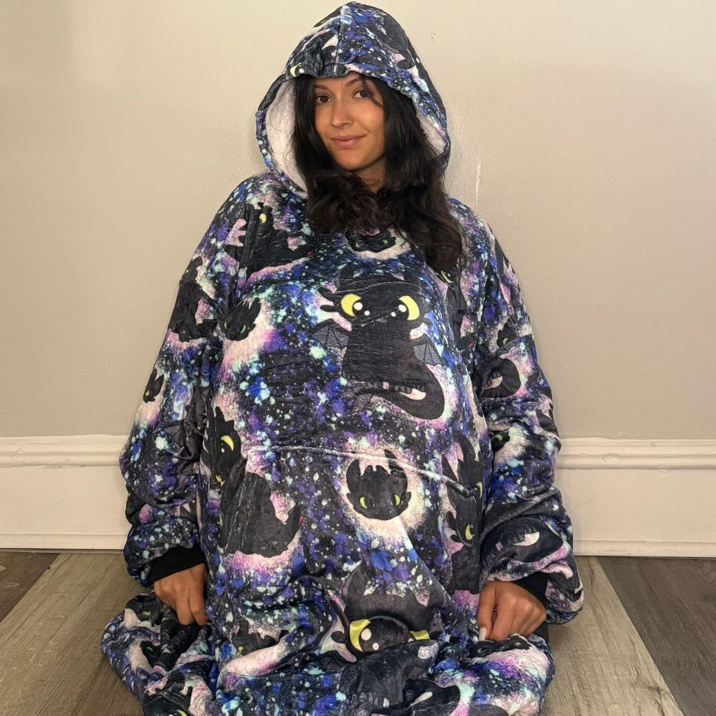 Toothless How to Train Your Dragon Wearable Blanket Hoodie for Kids & Adults